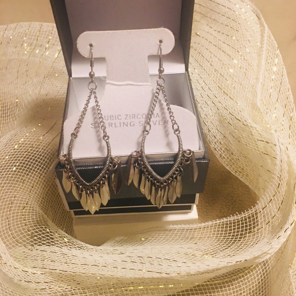 Silver plated dangle earrings